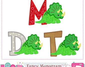 Dinosaurier Alphabet Stickschrift Schriften - Buchstaben Monogramme Applikation Design -19314