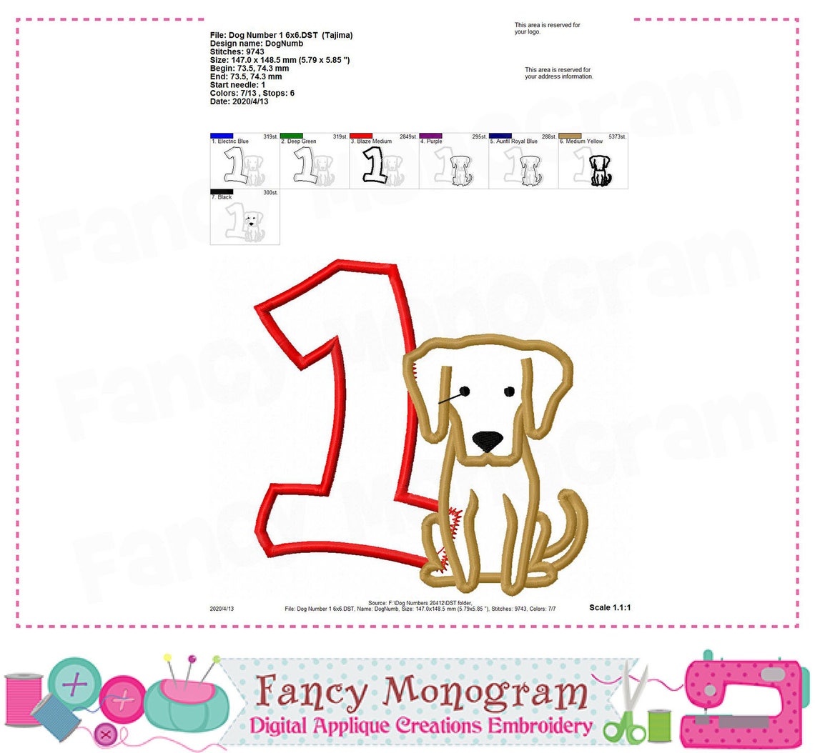 Dog Numbers Applique Puppy Numbers Design Puppy Numbers Etsy UK