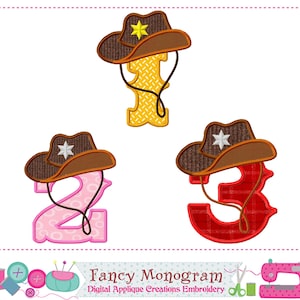 Diseño de bordado con apliques de números de vaquero: temática del oeste (archivo digital) 1551