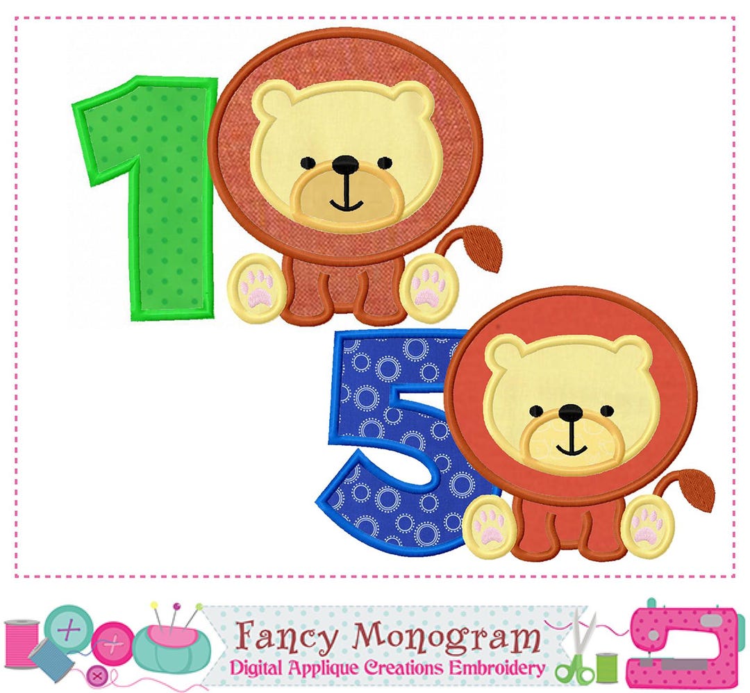 Lion Numbers Applique Machine Embroidery Design: Birthday T-shirt ...