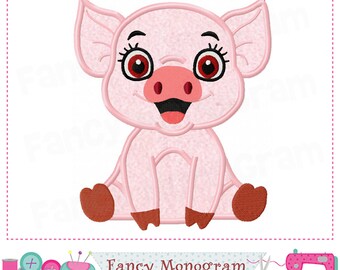 Piggy Applique Pattern - Baby Machine Embroidery Design - -2243