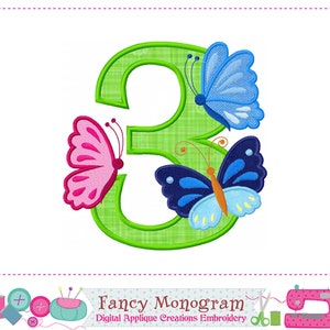 Butterfly number 3 appliqueMy 3rd | Etsy