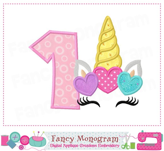 unicorn number 1 design my 1st birthay baby girl design etsy