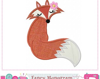 Fox applique embroidery design - Animal babies girl Birthday party applique embroidery - outdoor embroidery design - Machine embroidery