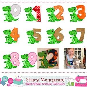 T-Rex Numbers applique - Dinosaur Numbers embroidery - Dinosaur embroidery - T-Rex applique- Birthday Numbers embroidery-Birthday embroidery