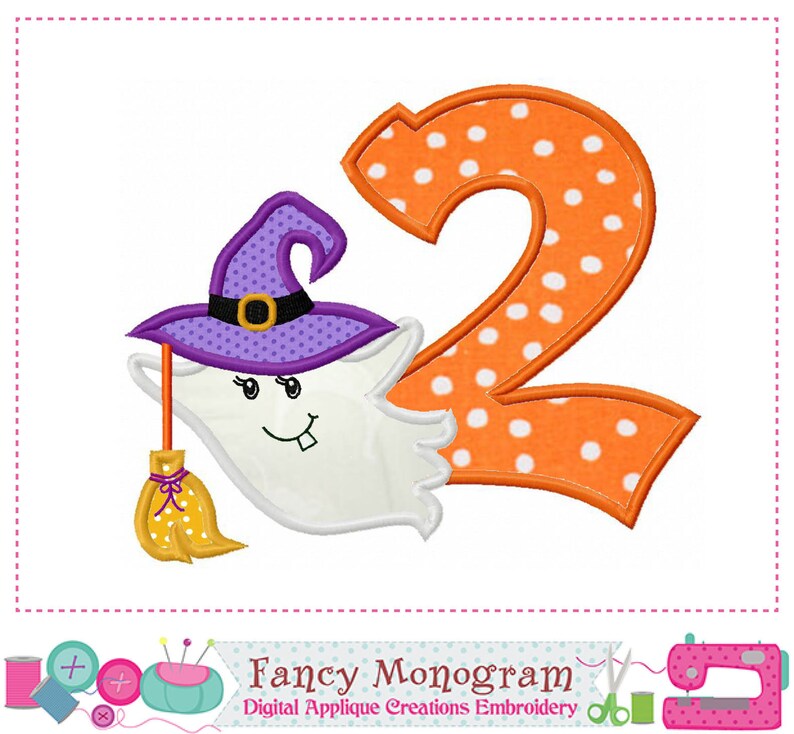 Witch Ghost Numbers Applique Halloween Numbers Embroidery Etsy