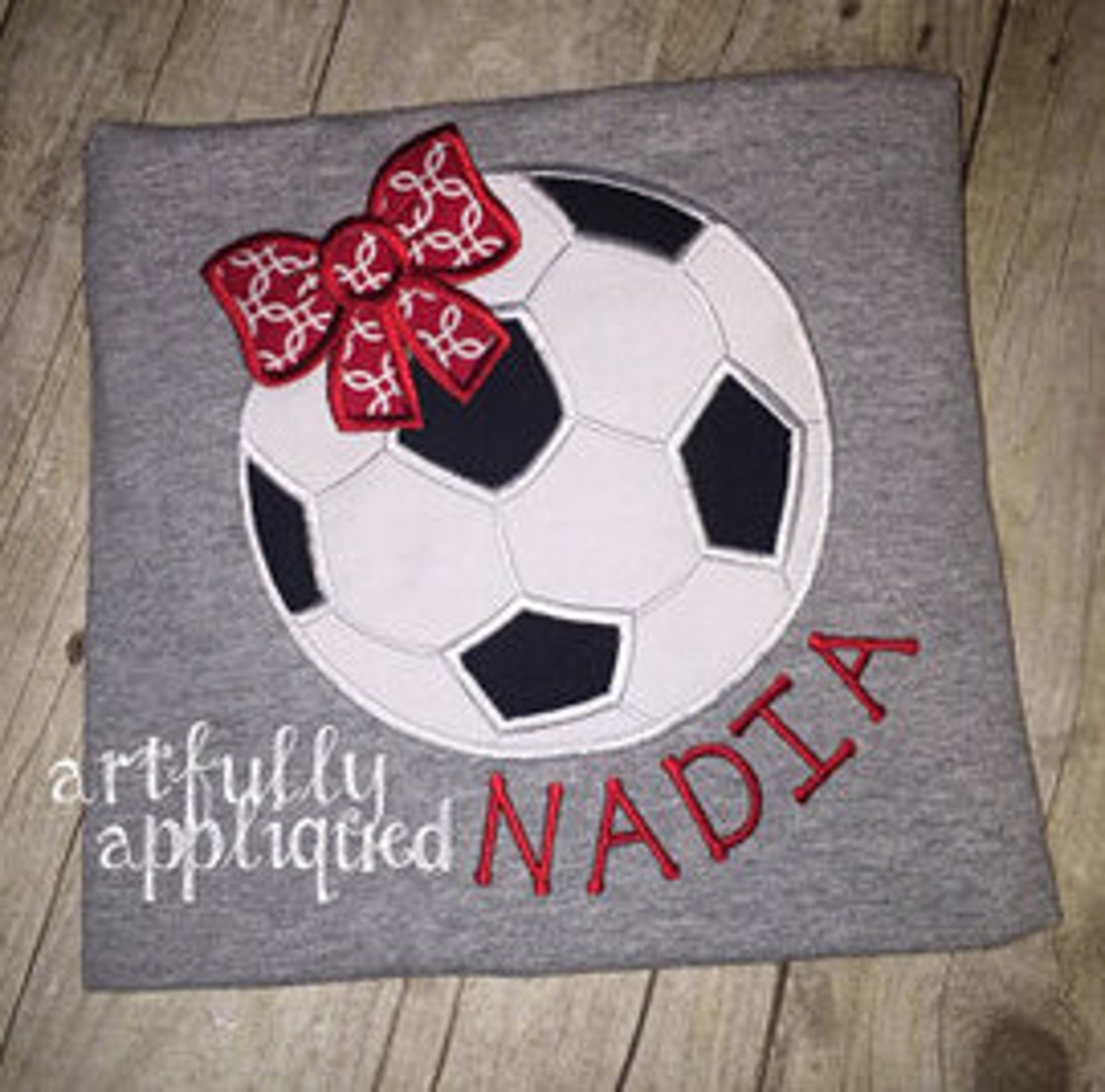 Soccer with bow applique soccer design soccer jessecmault  etsy