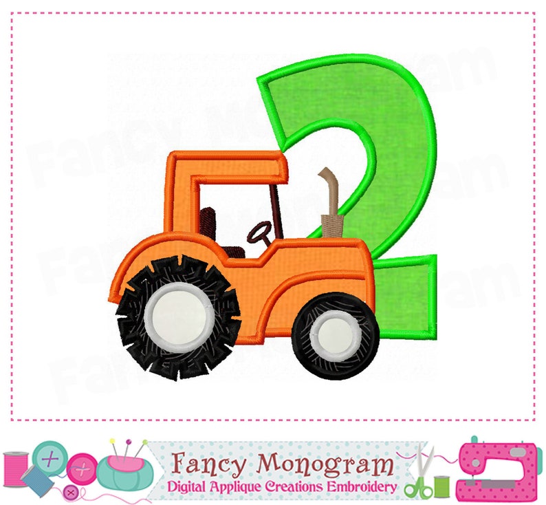 K&ouml;nnte beinhalten: Ein orangefarbener Traktor mit einer gr&uuml;nen Nummer zwei oben drauf. Der Traktor hat schwarze R&auml;der mit wei&szlig;en Zentren. Die Nummer zwei ist gr&uuml;n umrandet.
