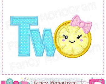 TWO Applique  - Lemon with bow Summer Beach embroidery -255L