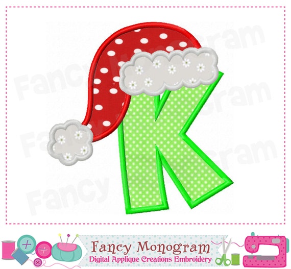 Christmas Monogram K Designsanta Claus Letter K Etsy