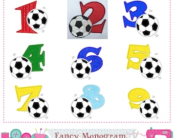 Soccer Numbers applique - School sports Numbers embroidery - machine embroidery - Birthday party embroidery design-1555
