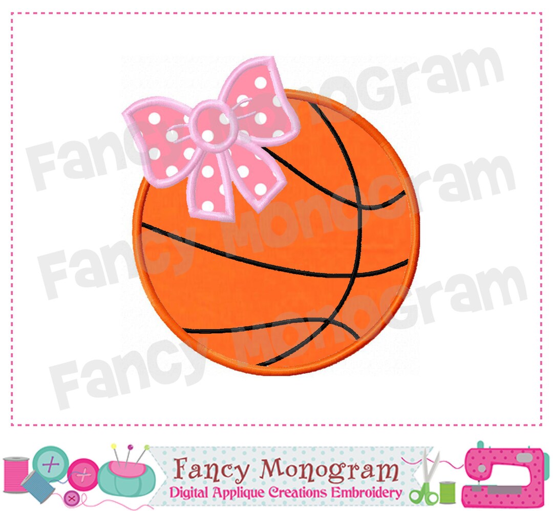 Basketball Applique Basketball Design Basketball With Bow Girl Birthday
