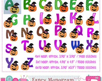 Pumpkin Alphabet embroidery design  - Halloween Monograms applique - Birthday party letters embroidery - 26 Fonts - machine embroidery-1594
