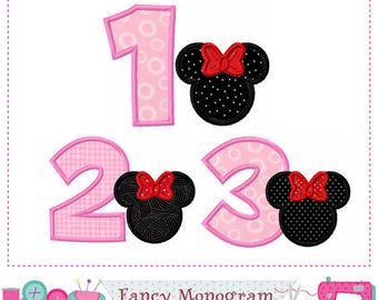 Minnie Mouse Birthday Numbers Applique Embroidery Design -20219
