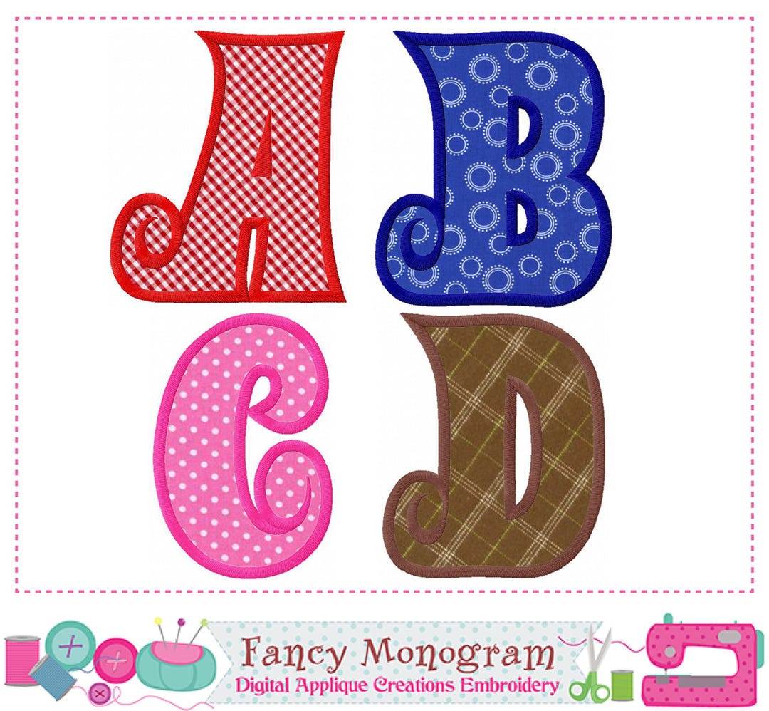 Applique Alphabet Designs: Machine Embroidery Font Set (digital ...