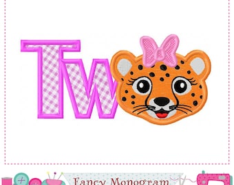 ZWEI Applikation - Leopard Stickerei Bogen Design -2464