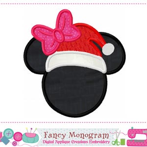 Minnie Mouse Embroidery - Christmas Santa Hat  Applique  -2286
