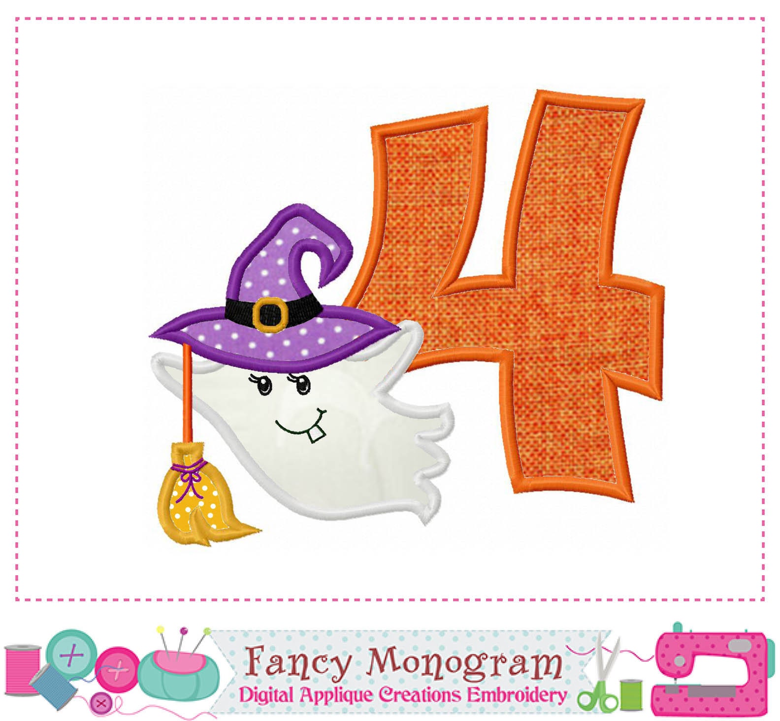 Witch Ghost Numbers Applique Halloween Numbers Embroidery Etsy