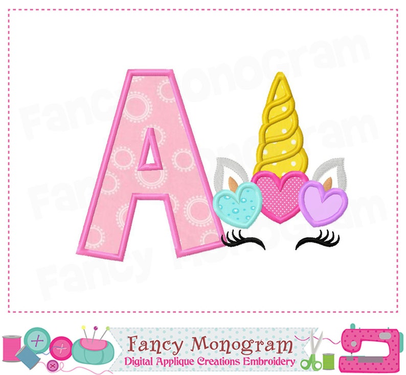 Unicorn letters embroidery Unicorn Monogram design Unicorn ...