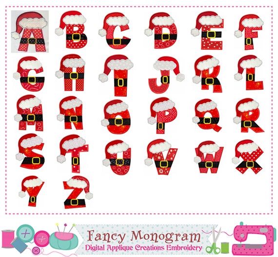 Goed Open pil Santa Claus Letters applique design Kerst Monogrammen - Etsy Nederland