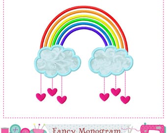 Rainbow Applique Embroidery: Heart & Cloud Designs(Digital Download)1412