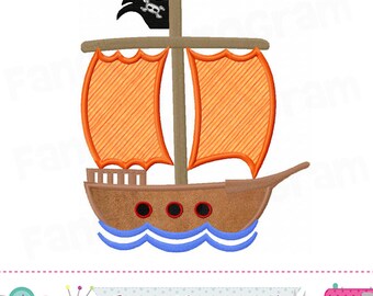 Piratenschiff Applikation Stickmuster - Stickmuster für die Piraten Applikation