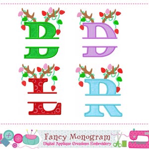 Split design for Alphabet Monograms - Machine Embroidery Font - Christmas Reindeer -2312Y