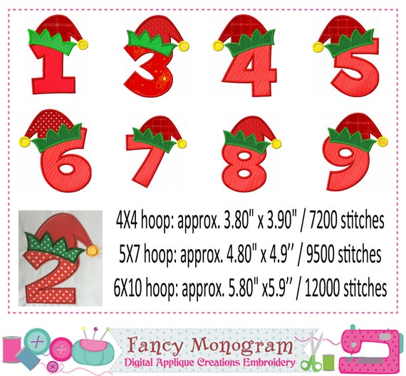 Elf Numbers Applique Christmas Numbers Applique Christmas | Etsy