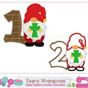 Easter Numbers Applique - Gnome Cross Embroidery - Birthday Design -2211N