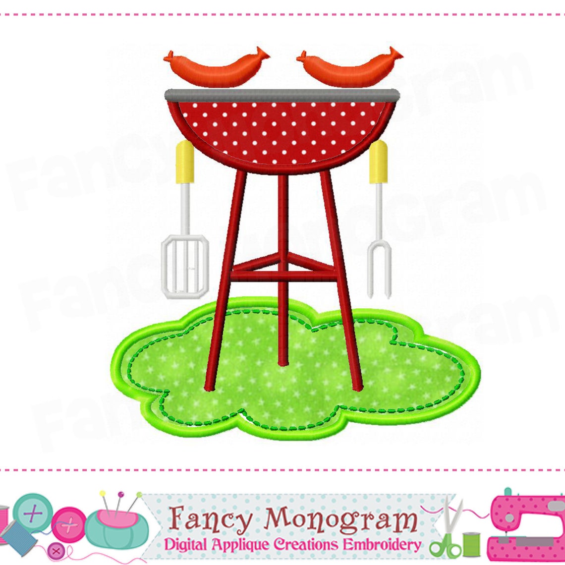 Barbecue Design Barbecue Embroidery Barbecue Applique Etsy