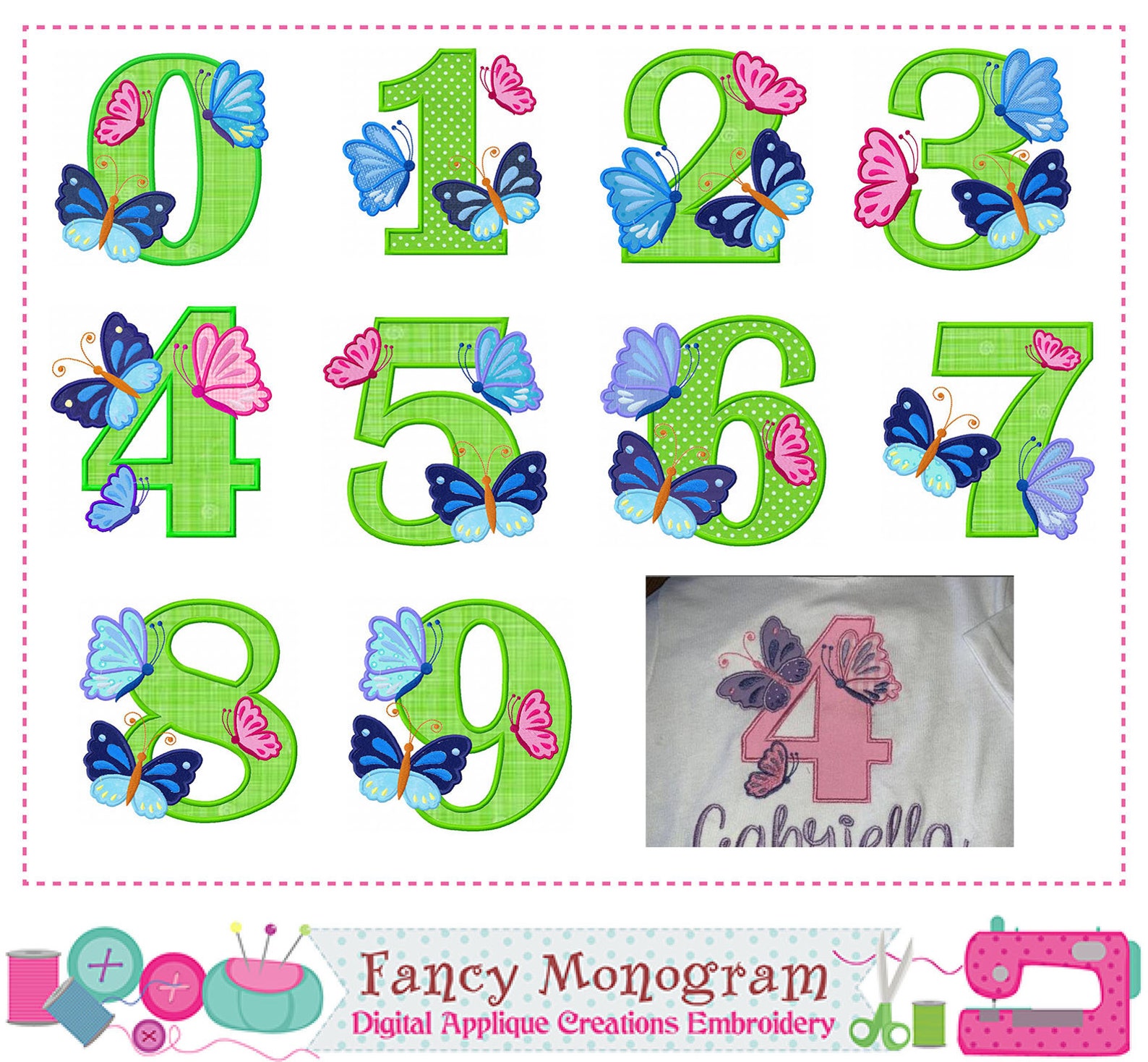Butterfly Numbers applique Butterfly Numbers embroidery Etsy
