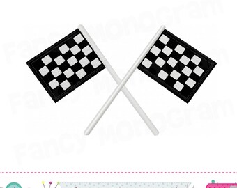 Racing Flags Applique: Karting Machine Embroidery Design (Digital Download)