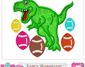 Dinosaur Applique - T-Rex Embroidery - Easter Stitch decor -242T