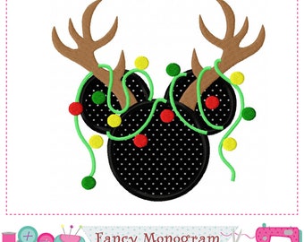 Christmas Reindeer Mickey Mouse Applique Design - Machine Embroidery 2012
