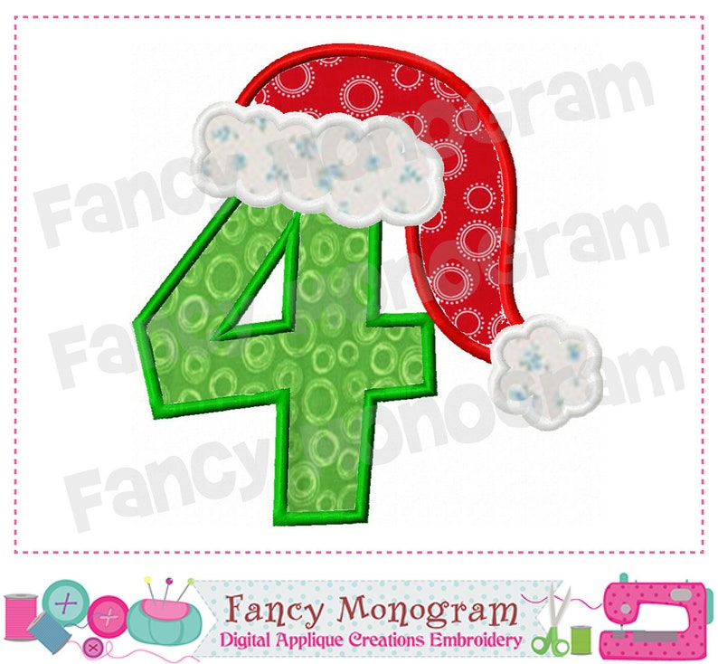 Santa Claus Numbers applique embroidery Christmas Numbers Etsy