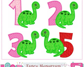 Dinosaurier Applikationen | Geburtstag Stickdatei für die Stickmaschine