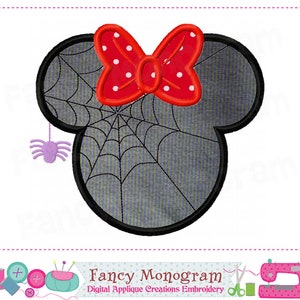 Minnie Mouse Bow & Halloween Spider Machine Embroidery Design - Applique Pattern -2289