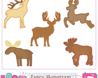 Reindeer Applique Embroidery - Moose stitch Design -258SR