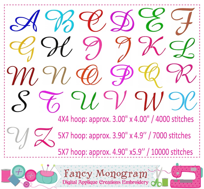 Alphabet Embroidery 26 Upper Case Monogram Design Etsy