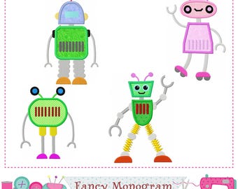 Robot Applique Embroidery Pattern - Baby Machine Embroidery set -2411