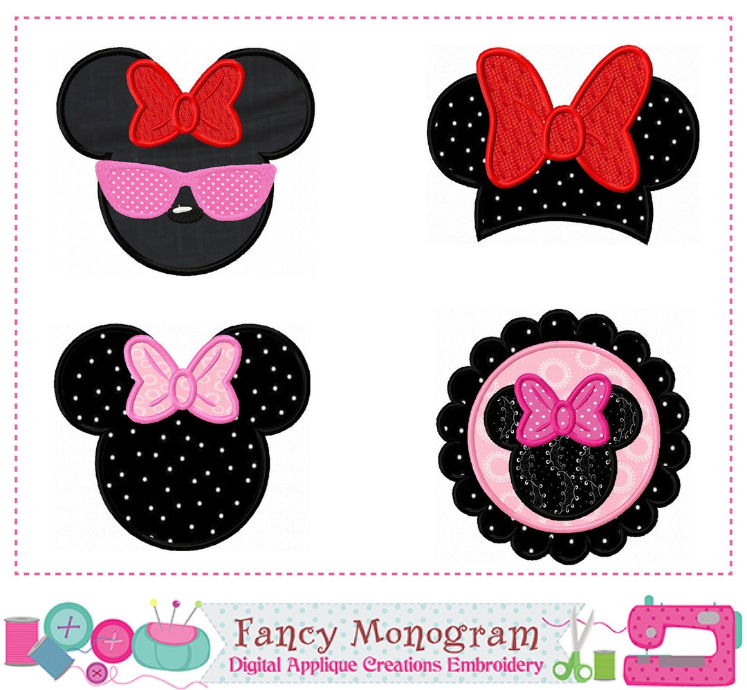 Minnie Mouse Bow Machine Embroidery Applique - Digital Design - Tshirt ...