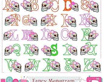 Halloween Alphabet embroidery design - Birthday party Monograms applique - Dia de Muertos Letters design - machine embroidery-2199
