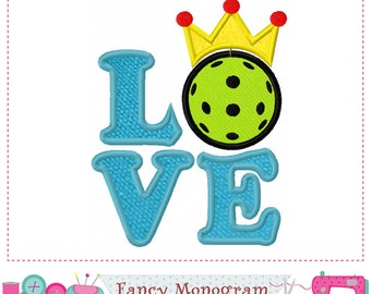 Pickleball Machine Embroidery - LOVE Applique (4x4, 5x5, 6x6, 7x7 inch) 233L