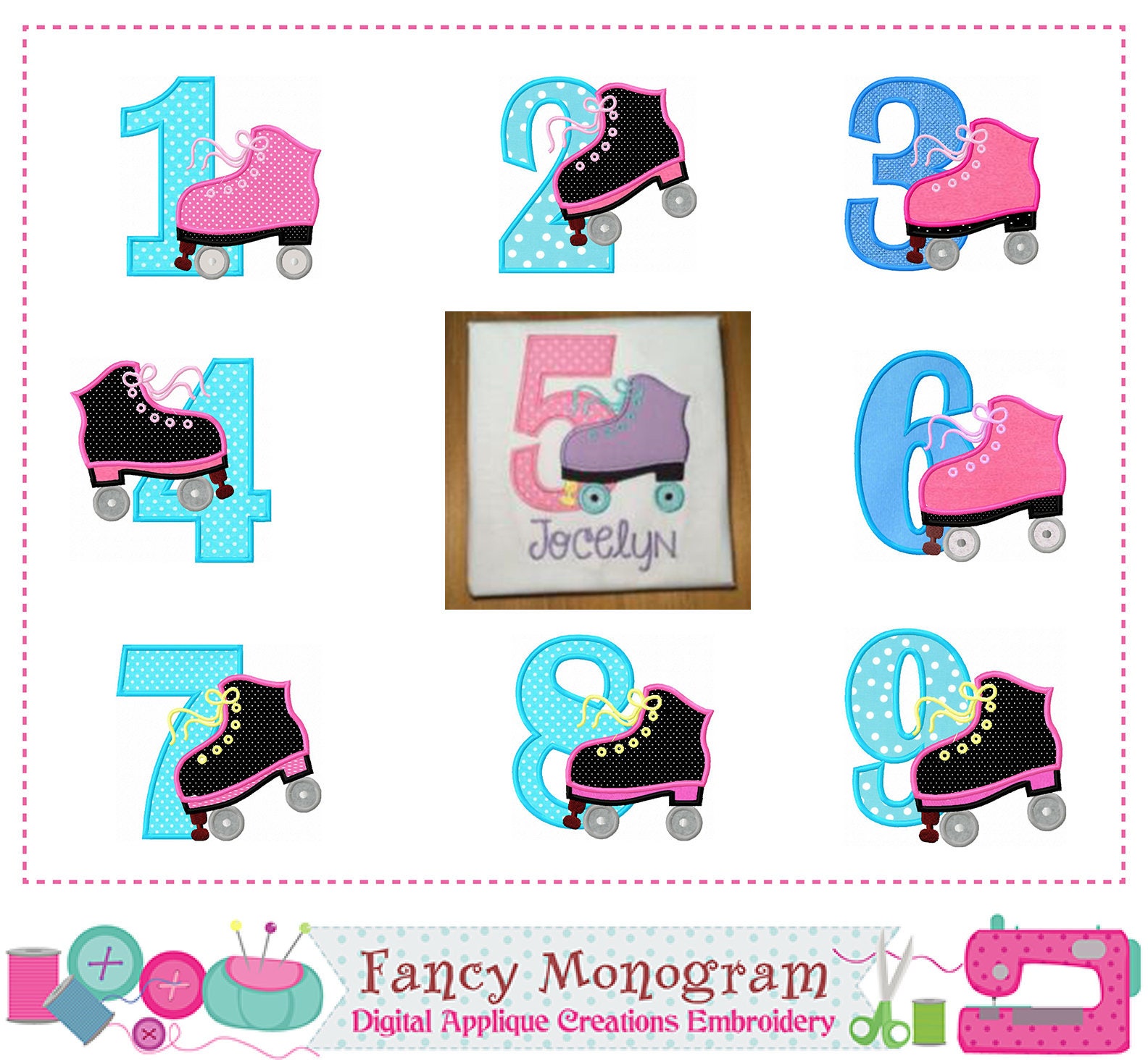 Roller Skate Numbers appliqueRoller Skate Numbers Etsy