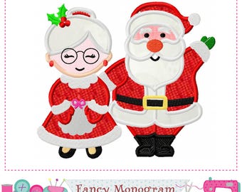 Santa & Mrs. Claus Machine Embroidery Applique Design (Instant Download) 2499