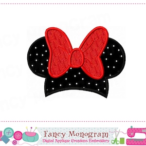 Minnie Mouse Broderad Mössa med Rosett - Maskinbroderidesign -1773