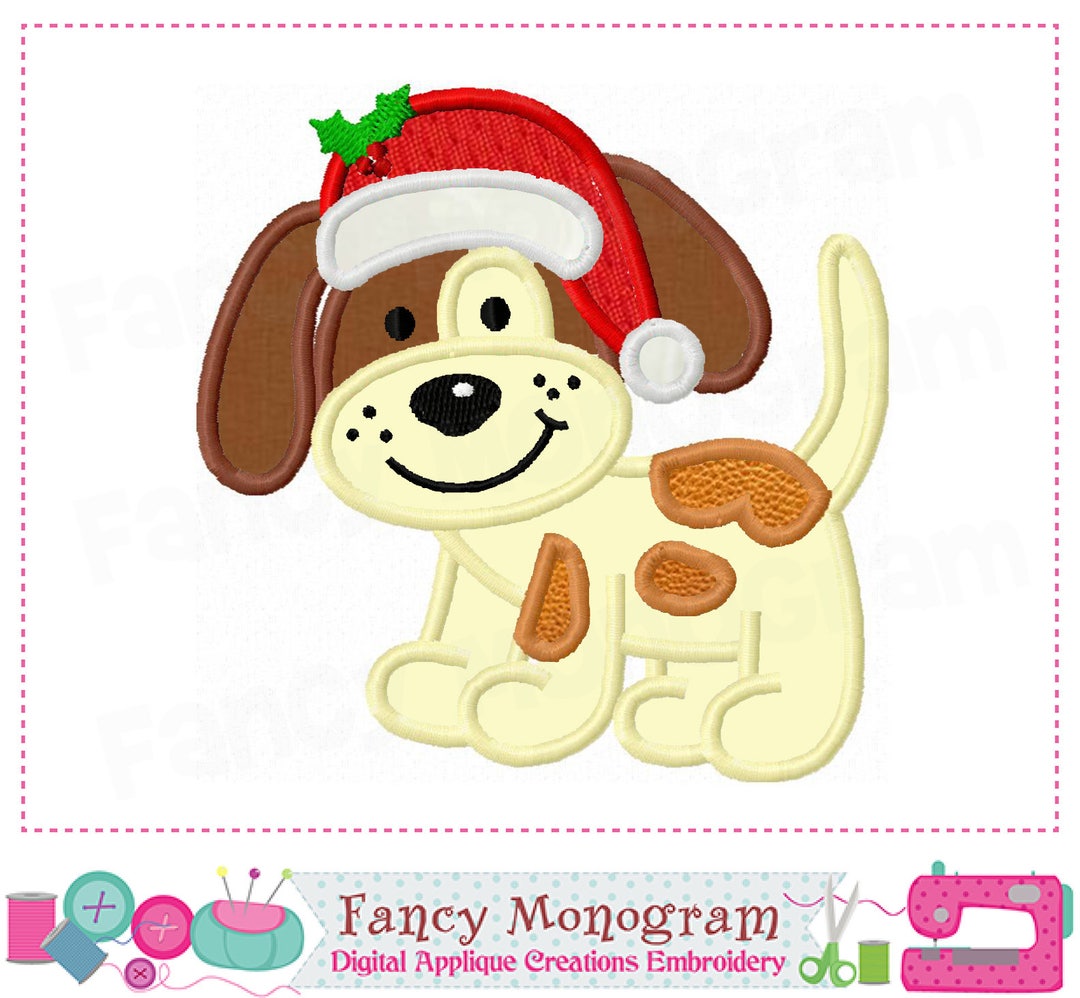 Puppy Applique Puppy Design Dog Applique Christmas Applique Puppy