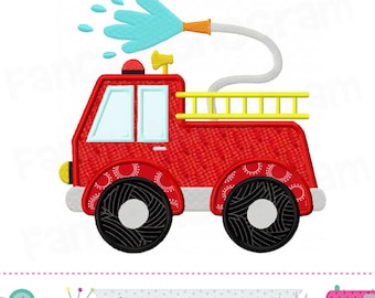 Firetruck applique - Firetruck design - Firetruck embroidery - Firetruck - Birthday applique - Summer applique embroidery design-2371