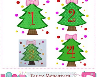 Christmas Tree Number Applique: Machine Embroidery Design (Digital Download) 1611
