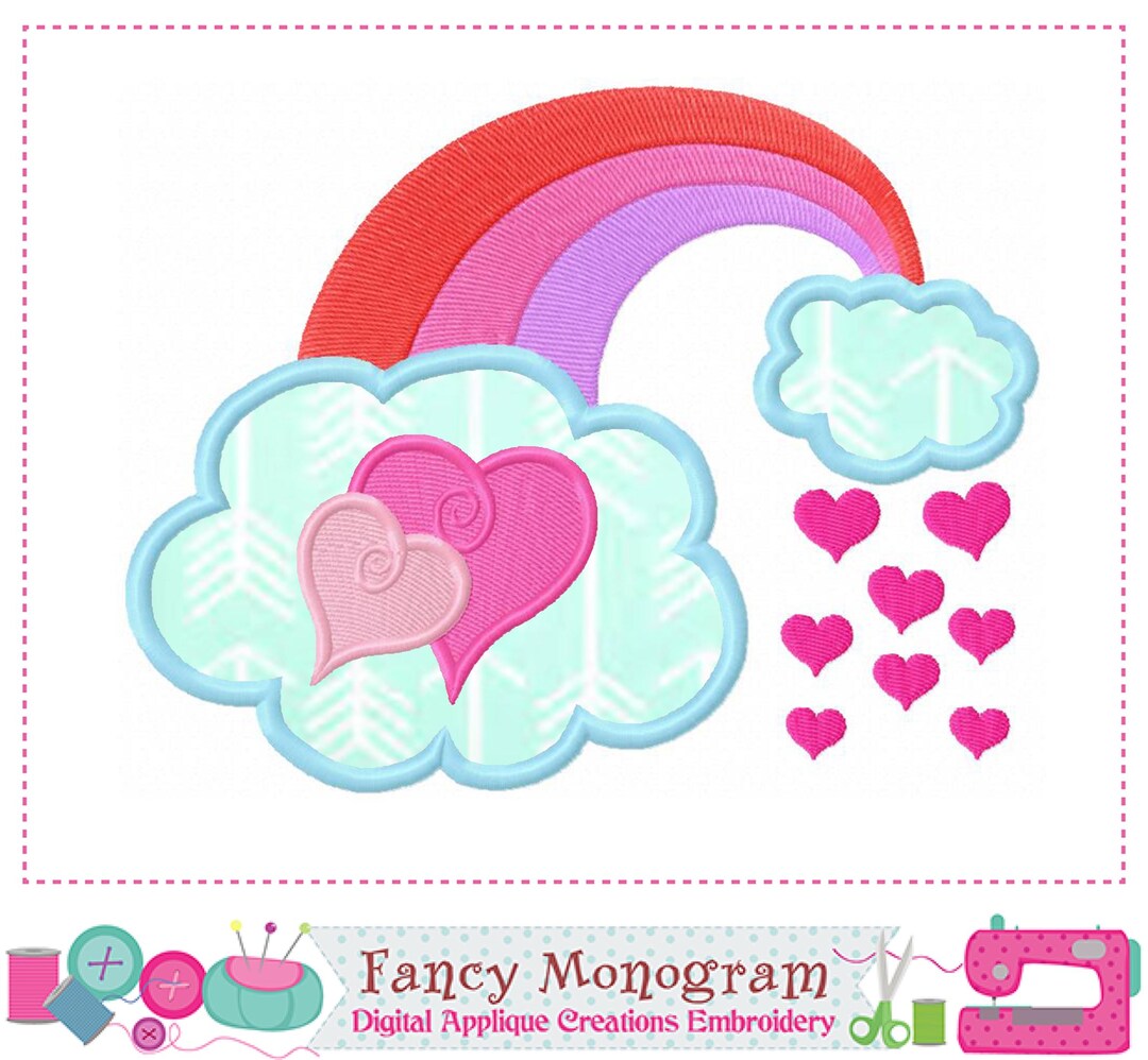 Rainbow Heart Valentine’s Day Applique Embroidery Design - Machine ...
